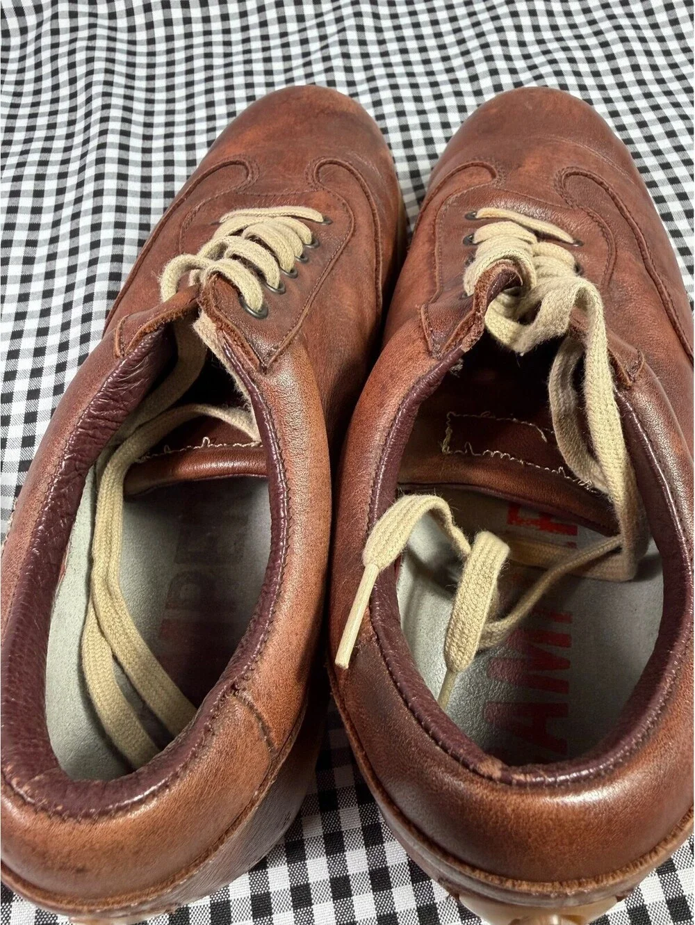 Camper Pelotas Women's EU 39 US 8.5 Brown Leather Lace Up Sneakers Shoes Spain